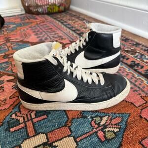 Nike Blazer Black and White Lace Up High Top Sneakers